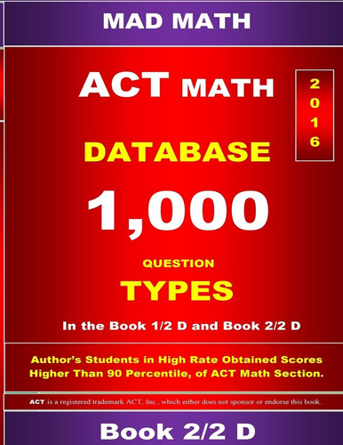 Libro: Base De Datos De Matemáticas De Act 2-2 D: Mad Math (