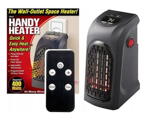 Calentador Ambiente Portatil Handy Heater Calefaccion Pared Color Negro