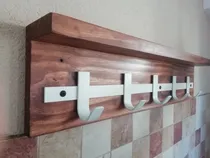 Comprar Percheros De Hierro Y Madera 5 Ganchos Hierro Blanco O Negro