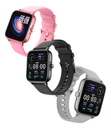 Relógio Smartwatch H13 Masculino Feminino 2024 Caixa Rosa Pulseira Rosa Bisel Rosa Desenho Da Pulseira Liso