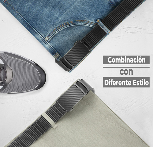 Cinturones Hombre Nylon Elásticos Cintos Hebilla Automática Color Negro Y Gris Bf Diseño De La Tela Lisa Talla 105