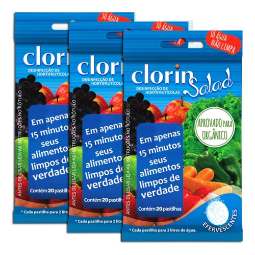 Clorin Salad 60 Tabs Higienizador De Alimentos Orgânicos