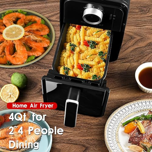 Freidora De Aire 4qt, 1400 W, Pequeña Y Compacta Con Canasta