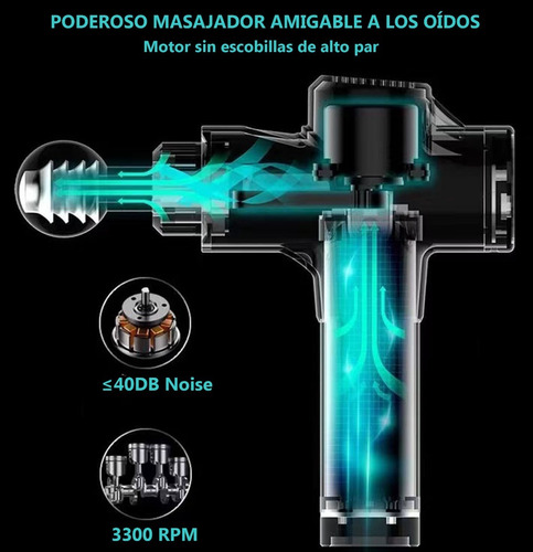 Imagen 3 de 7 de Pistola De Masaje 30 Velocidad 2600 Mah Con Pantalla Lcd