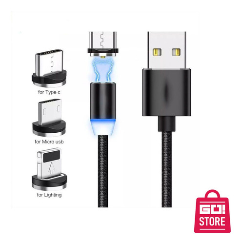 Cable Magnetico  3 En 1  Usb-c Micro Usb Iphon