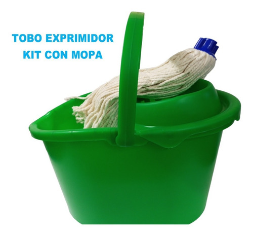 Kit Tobo/ Balde Plastico 12lts Con Exprimidor Y Mopa Lampazo