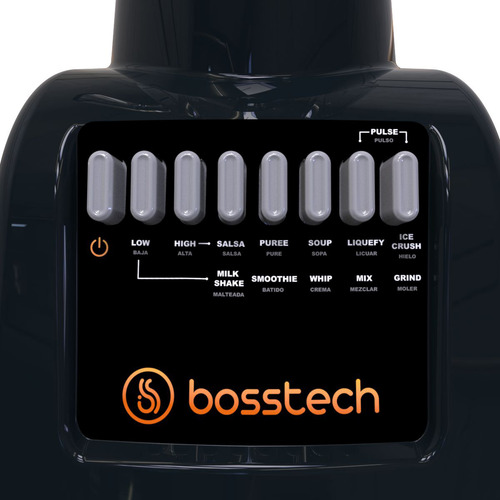 Licuadora 550w Vidrio 2l Botonera 10vel Bosstech B1 Negra Color Negro