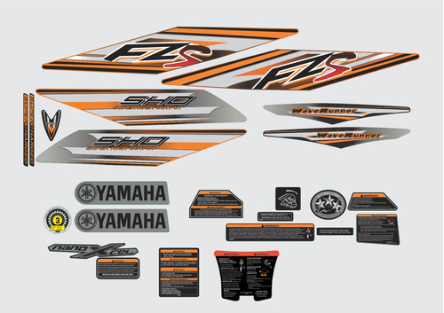 Kit Adesivos Jet Ski Yamaha Fzs Cinza / Laranja