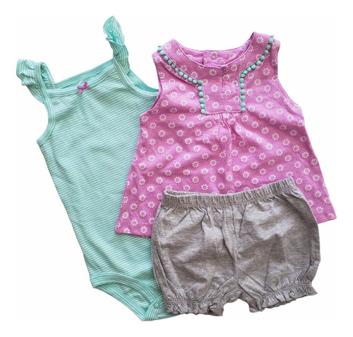 Conjunto Carters Beba Short Blusa Body Lila 12 Meses 