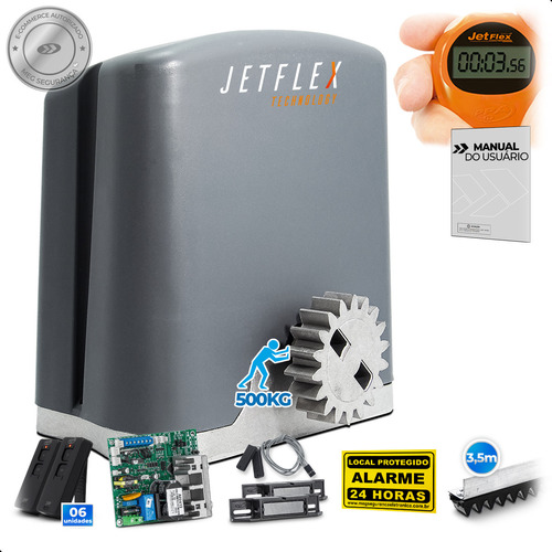 Kit Motor Ppa Deslizante Jetflex Portão 500kg 3,5m 6 Control