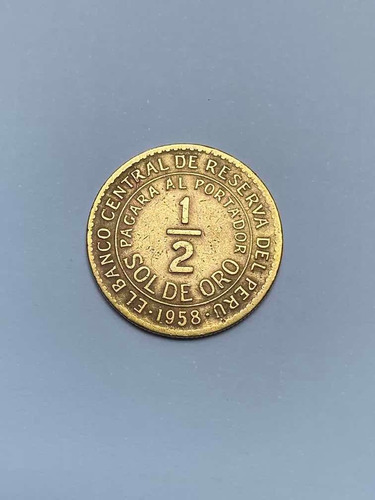Moneda 1/2 Sol De Oro De Latón Del Año 1958