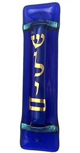 Shalom Art Glass Mezuzá, En Caja De Regalo Con La Espiral No