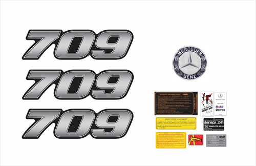 Kit Adesivo Compatível Mercedes Benz 709 + Etiquetas Krt05