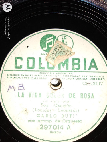 Pasta Carlo Buti Y Su Orquesta Columbia C120