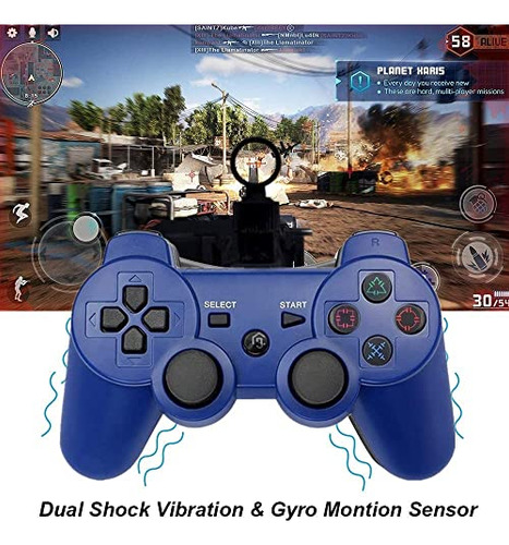 Pack 2 Controladores Inalmbricos Ps3 Bluetooth - Azul Y Mora
