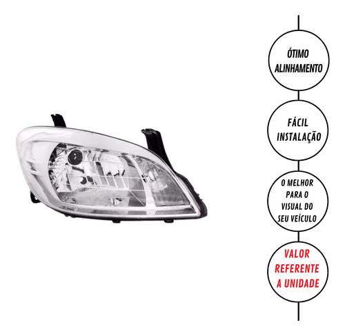 Farol Cromado Celta Prisma 2007 08 09 2010 11 12 13 14 2015