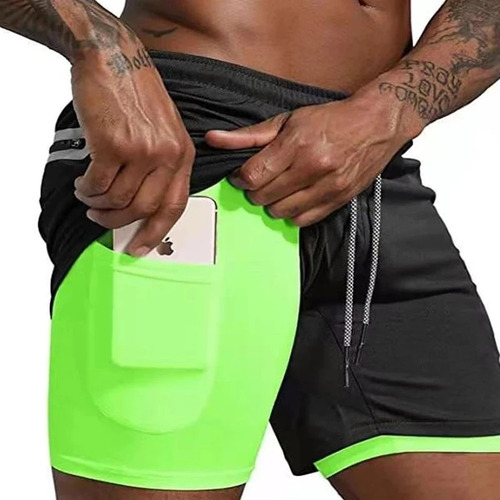 Pantalones Cortos De Doble Cubierta Para Correr Para Hombre