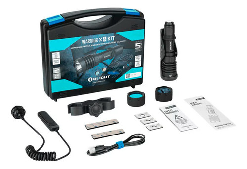 Linterna Olight Warrior X 4 Kit 2600 Lum Recargable Estuche Linterna Negro Luz Blanco
