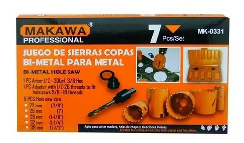 Kit Set Juego Sierra Copa Bi-metal 7 Piezas Makawa