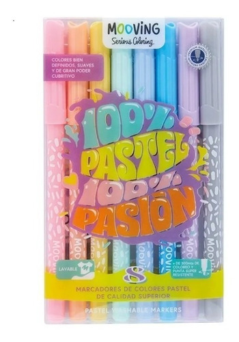 Imagen 1 de 6 de Marcadores Mooving 100% Pastel 100% Pasion X 8 Colores