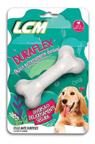 Juguete para perros Max Duraflex de nailon, 112 mm, hueso óseo, color blanco