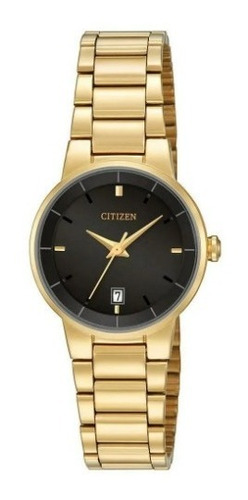 Reloj Citizen Eu6012-58e Dorado Negro Para Dama Original