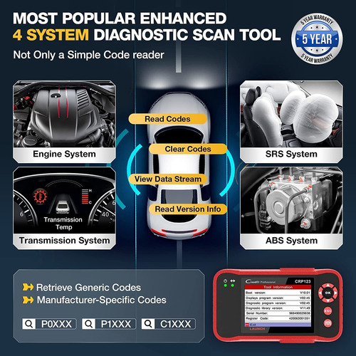 Imagen 2 de 8 de Lanzamiento Obd2 Crp123 Engine/abs/srs Scanner
