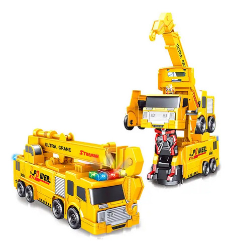 Carro Camion Construccion Robot Transformers Grua + Bateria