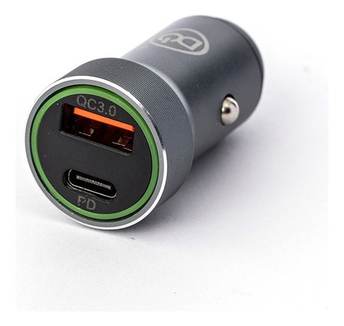 Cargador Celular Para Auto 12v Puerto Usb Usb C Carga Rapida Color Plateado