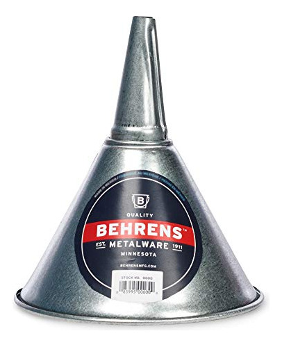 Funnel De Acero Galvanizado Behrens Gf51, 1 Cuartillo, Plata