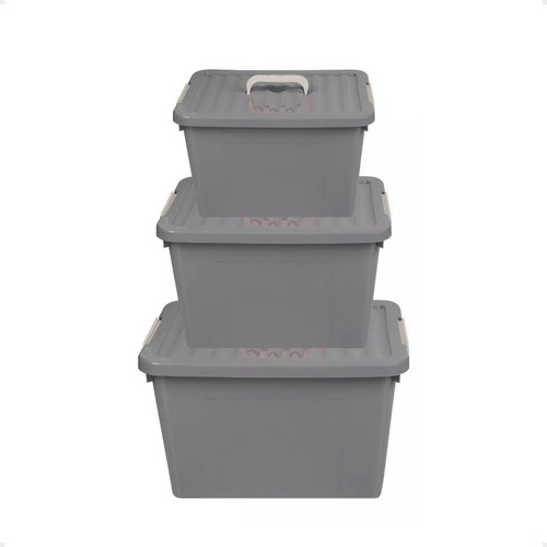 Set X3 Caja Organizadora Plastica Apilables 6lt, 12lt Y 24lt