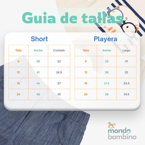 Conjunto Para Bebé Short Y Playera Estampada Mondo Bambino Azul 18 M