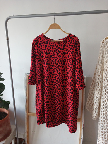 Vestido Animal Print Leopardo Rojo Crepe Kosiuko Zara Aynot