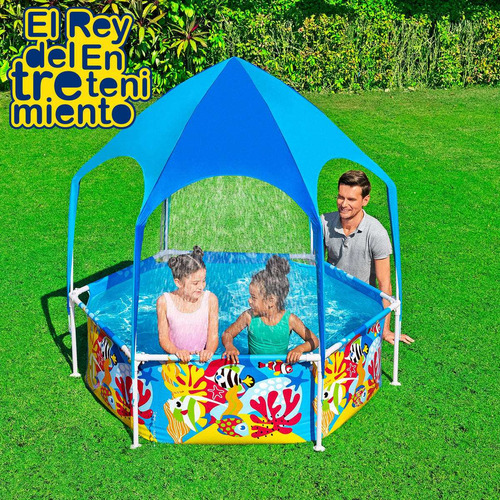 Imagen 4 de 7 de Piscina Bestway Estructural Infantil 930 L C/toldo Uv El Rey