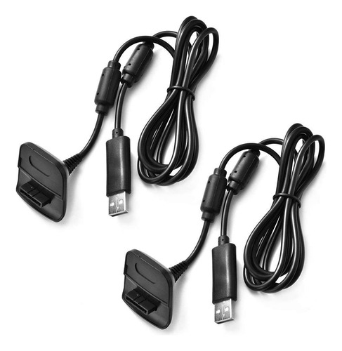 Kit De Carga Usb Para Mandos Xbox 360 2 Unidades Color Negro