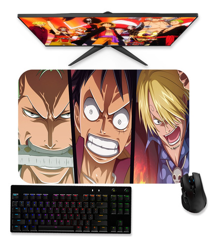 Mousepad Gamer Grande 60x40 - One Piece - Luffy, Sandy, Zoro