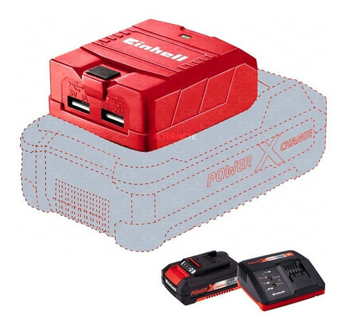 Adaptador Cargador Batería 2 Usb Einhell + Kit Bateria Carg