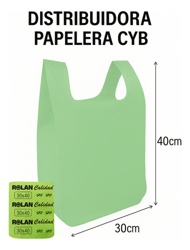 Bolsas Camiseta Tiburón 30x40 C2500 Verde Bulto X20 Rolan Verde Camiseta Tiburón