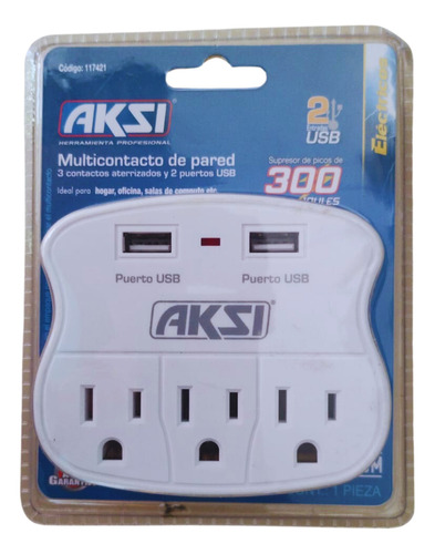 Multicontacto Aksi Triple Con 2 Usb 117421