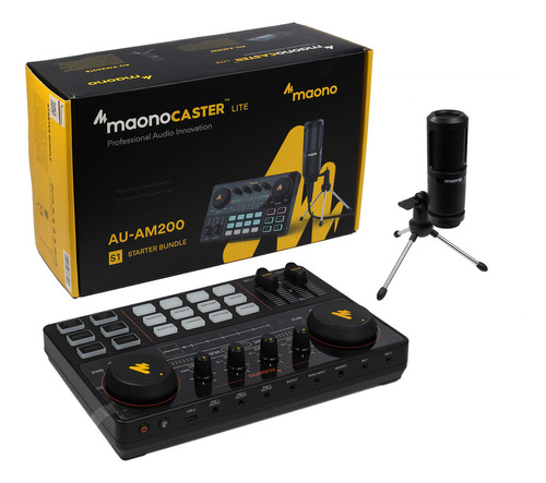 Mezclador Maonocaster AU-AM200s1 con micrófono condensador para podcasts
