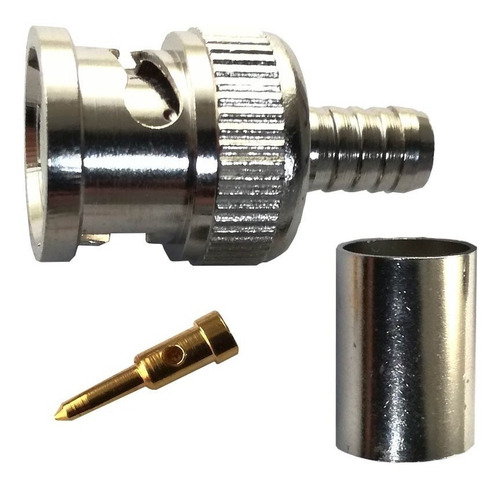 Imagen 1 de 3 de Ficha Bnc Crimpeable Rg59 Coaxil Acero X 10 Unidades