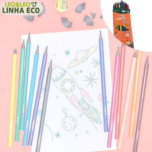 Comprar Kit 2 Caixas Lápis De Cor 12 Cores Grande Leo Eco