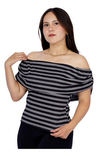 Blusa Varsovia Rayada Lineas Dama Campesina Olan Fresca Rib
