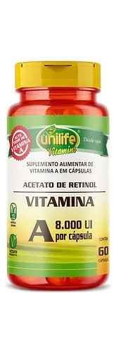 Vitamina A - Acetato De Retinol 60 Cápsulas 500 Mg | Unilife
