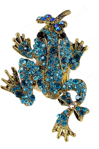 Alilang Antiguo Tono De Oro Azul Marino Crystal Rhinestone L