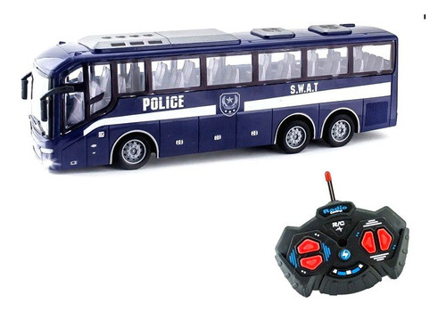 Juguete Microbus De Policía Con Luz A Radio Control