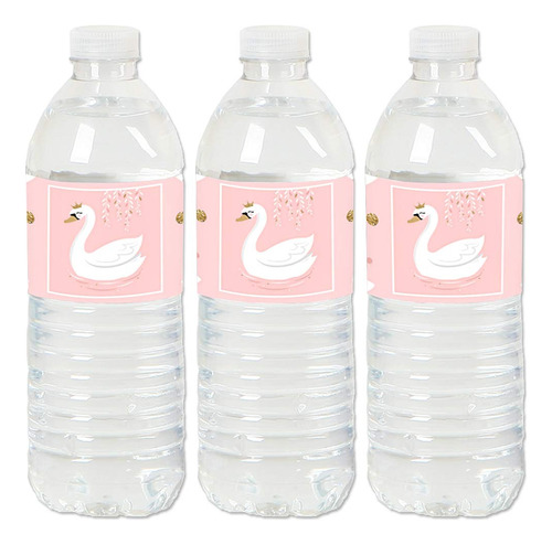 Etiqueta Adhesiva Para Botella Agua Cisne Blanco Baby Shower