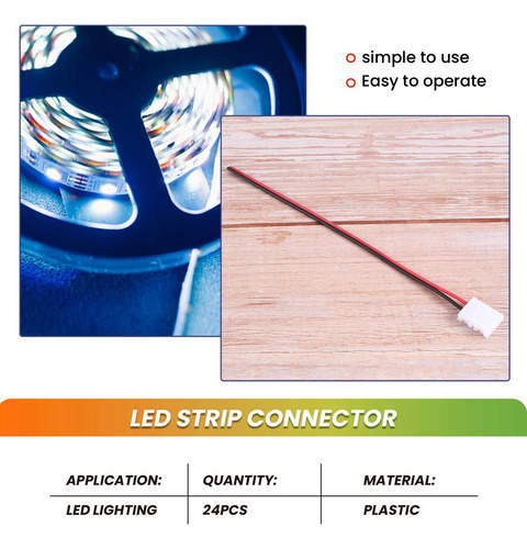 Para 24 Conectores De Tira De Luz Led De 8 Mm Y 2 Pines