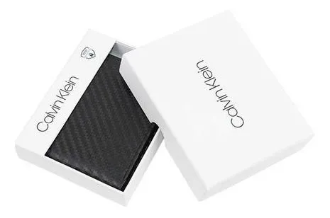 Cartera Calvin Klein Hombre Piel Fibra De Carbono Original Env o