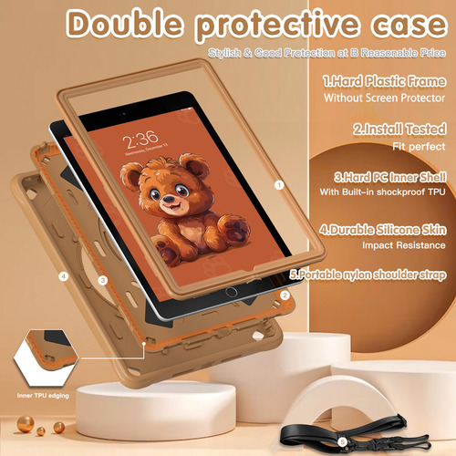 Funda Híbrida Giratoria 360 Con Dibujos Animados Para Ni?os